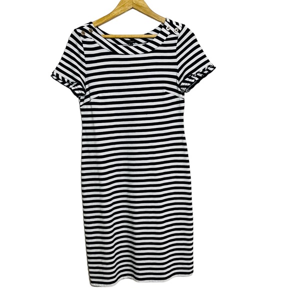 Talbots Dresses & Skirts - Talbots Nautical Striped Cotton Shift Dress Navy/White Size XS